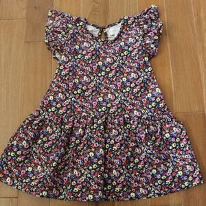 Lucky Jade‎ Flutter Sleeve Twirl Dress Ditzy Floral Print Pink Yellow 2/3 Cotton
